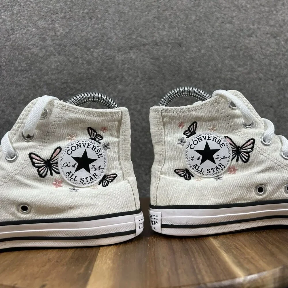 Converse Chuck Taylor All Star A08739F Kids Size 2 White Butterfly Shoes Used